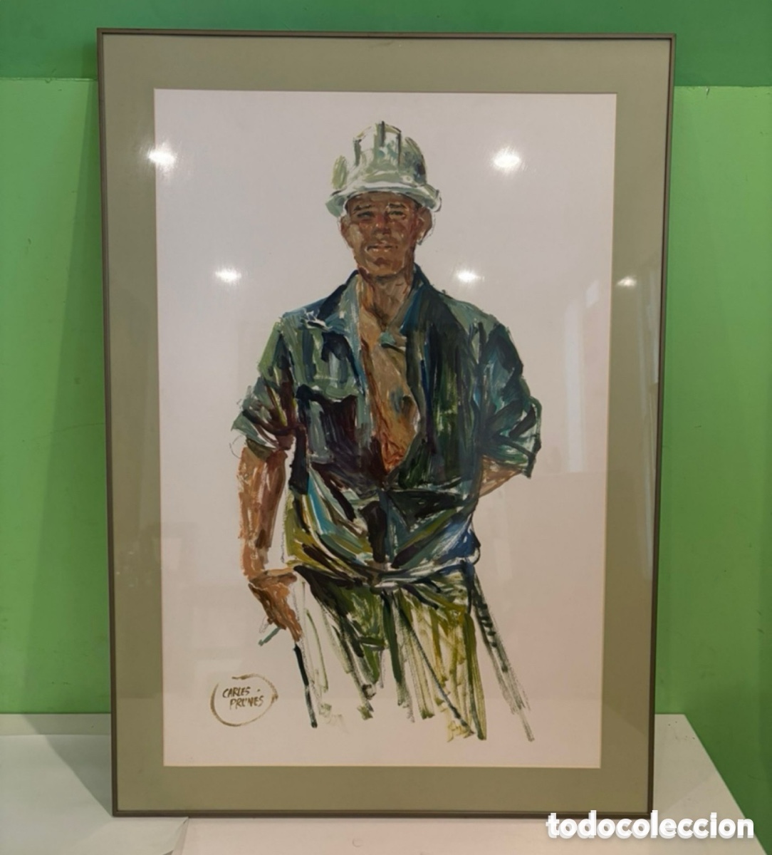 Arte: Carles Prun&eacute;s (1937-2017) Acuarela firmada &rdquo;Obrer de la construcci&oacute;&rdquo;