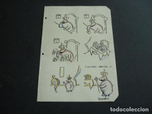Kunst: REY CON CARTAS 1 ENERO ACUARELA FIRMADA SGRANFER 12 X 17 CM