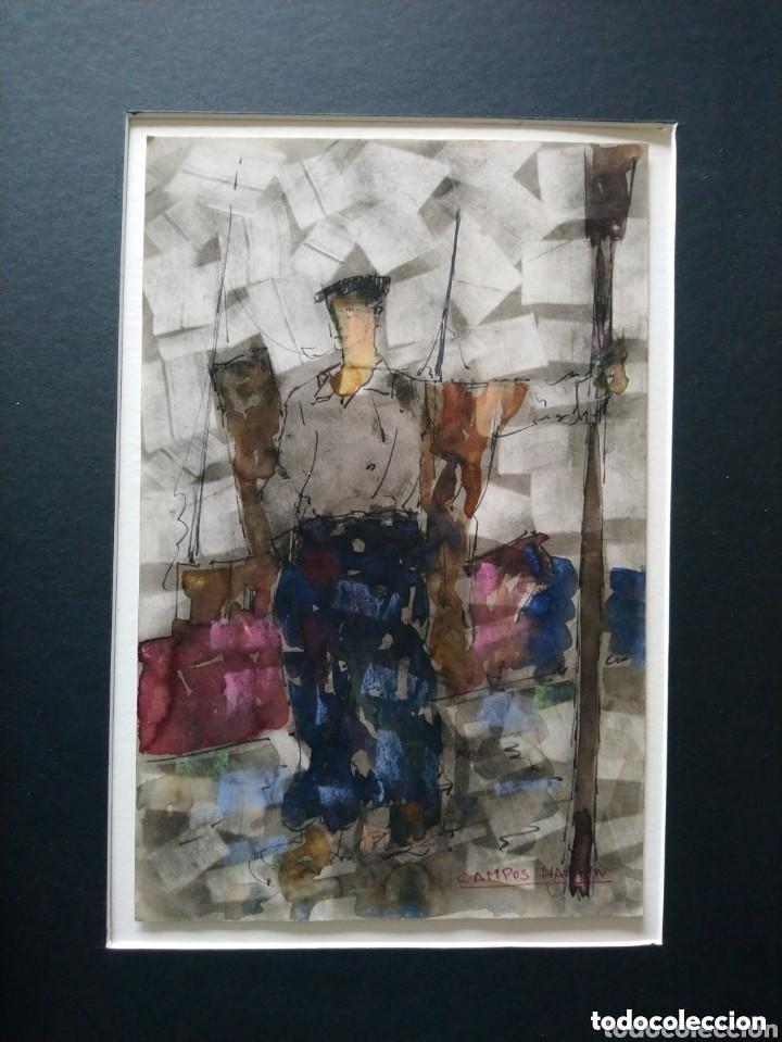 Art: ACUARELA SOBRE PAPEL. CAMPOS MARTIN. Tem&aacute;tica Marina Siglo XX