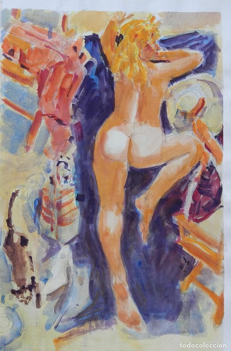 Arte: Carlos Enrique Lencinas G&oacute;mez. Acuarela sobre papel &rdquo;Desnudo femenino&rdquo;. Sin firmar.