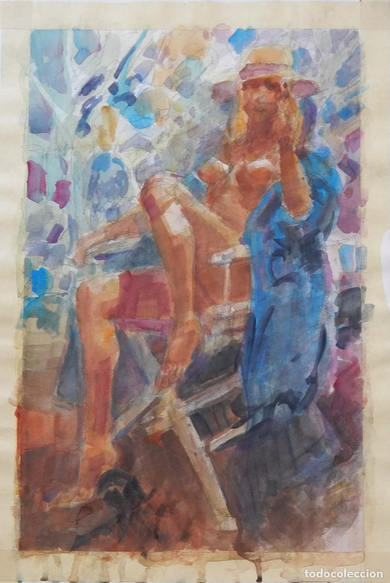 Arte: Carlos Enrique Lencinas G&oacute;mez. Acuarela sobre papel &rdquo;Desnudos femeninos&rdquo;. Firmado a mano.