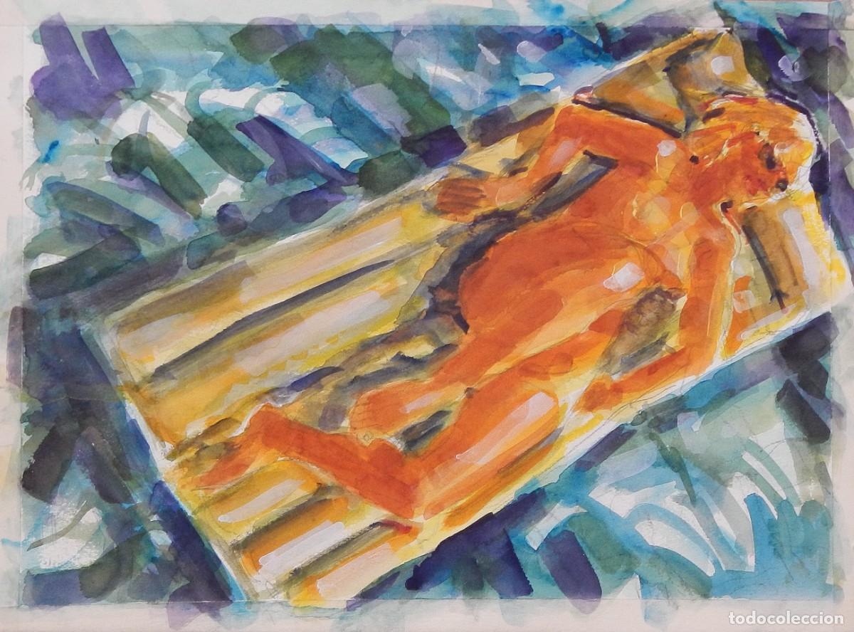 Arte: Carlos Enrique Lencinas G&oacute;mez. Acuarela sobre papel &rdquo;Desnudo femenino&rdquo;. Sin firmar. 28x38 cm.