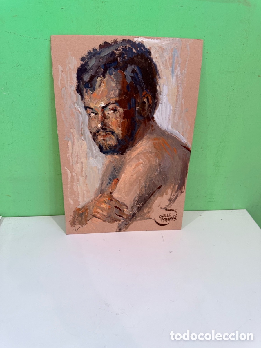 Arte: Carles Prun&eacute;s (1937-2017) Acuarela sobre papel &ndash; Retrato masculino, firmado (27x40 cm)