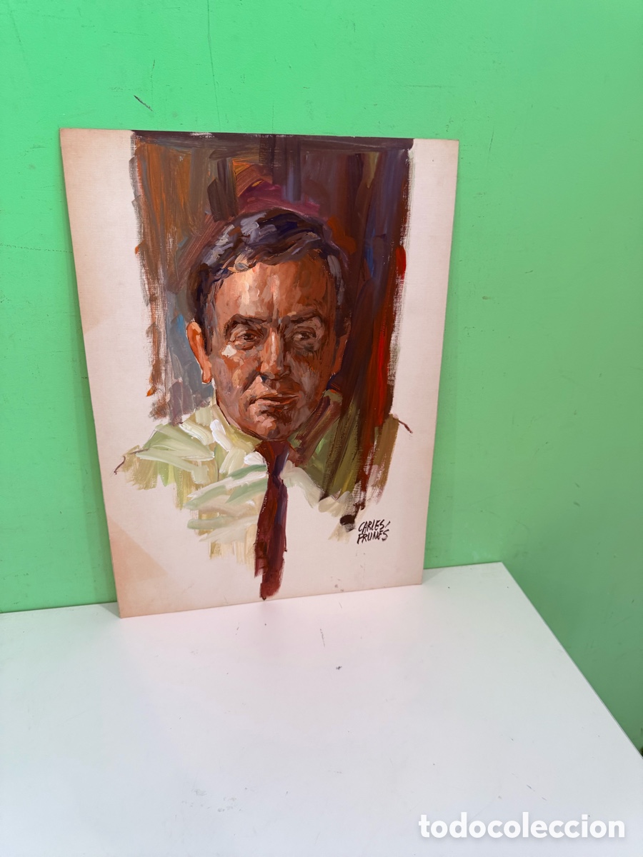 Arte: Carles Prun&eacute;s (1937-2017) &Oacute;leo sobre papel &ndash; Estudio de retrato de caballero firmado (50x35 cm)