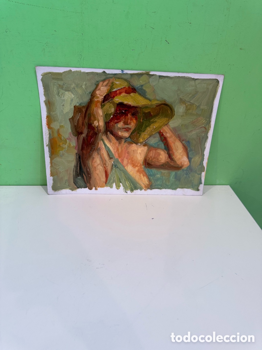 Art: Carles Prun&eacute;s (1937-2017) &Oacute;leo sobre papel &ndash; Estudio de figura femenina con sombrero (30x40 cm)