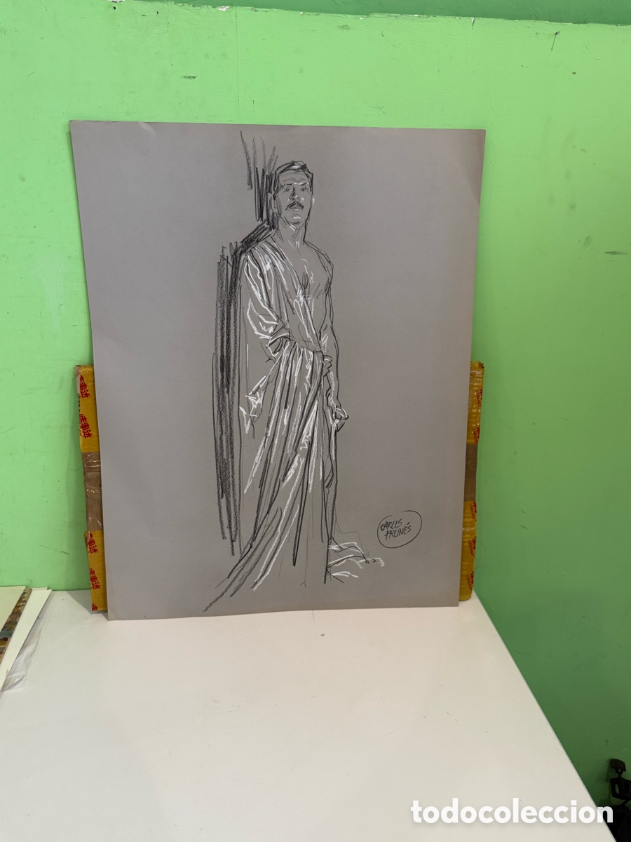 Arte: Carles Prun&eacute;s (1937-2017) &Oacute;leo sobre papel &ndash; Estudio de figura masculina firmada (65 x 50 cm)