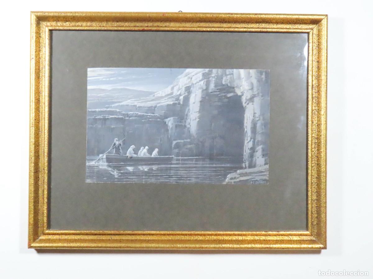 Arte: HERMANN GUNTHER SIMBOLISMO CARONTE ESTIGIA GRAN GOUACHE S. XIX