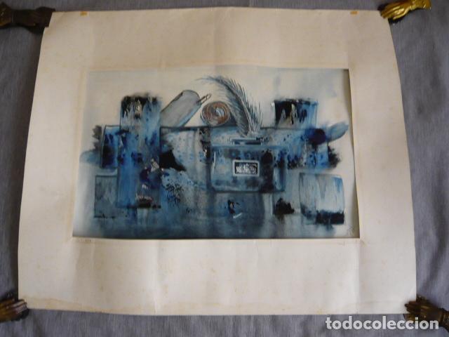Kunst: ABSTRACCION CONTEMPORANEA FIRMADO J. DELI 1987 ACUARELA 32 X 50 CM