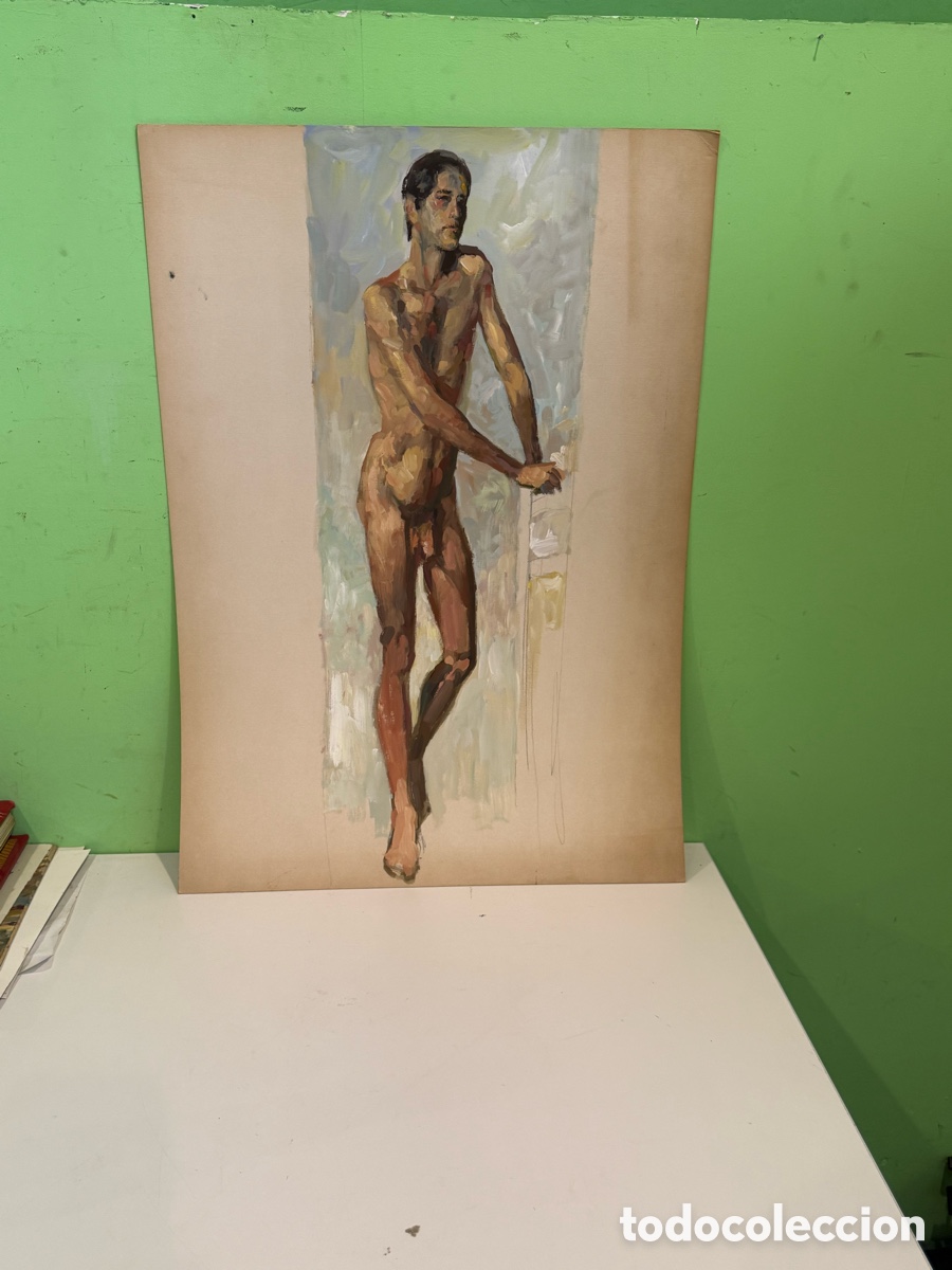 Arte: Carles Prun&eacute;s (1937-2017) &ndash; Desnudo masculino de pie. &Oacute;leo sobre papel (70 &times; 50 cm)
