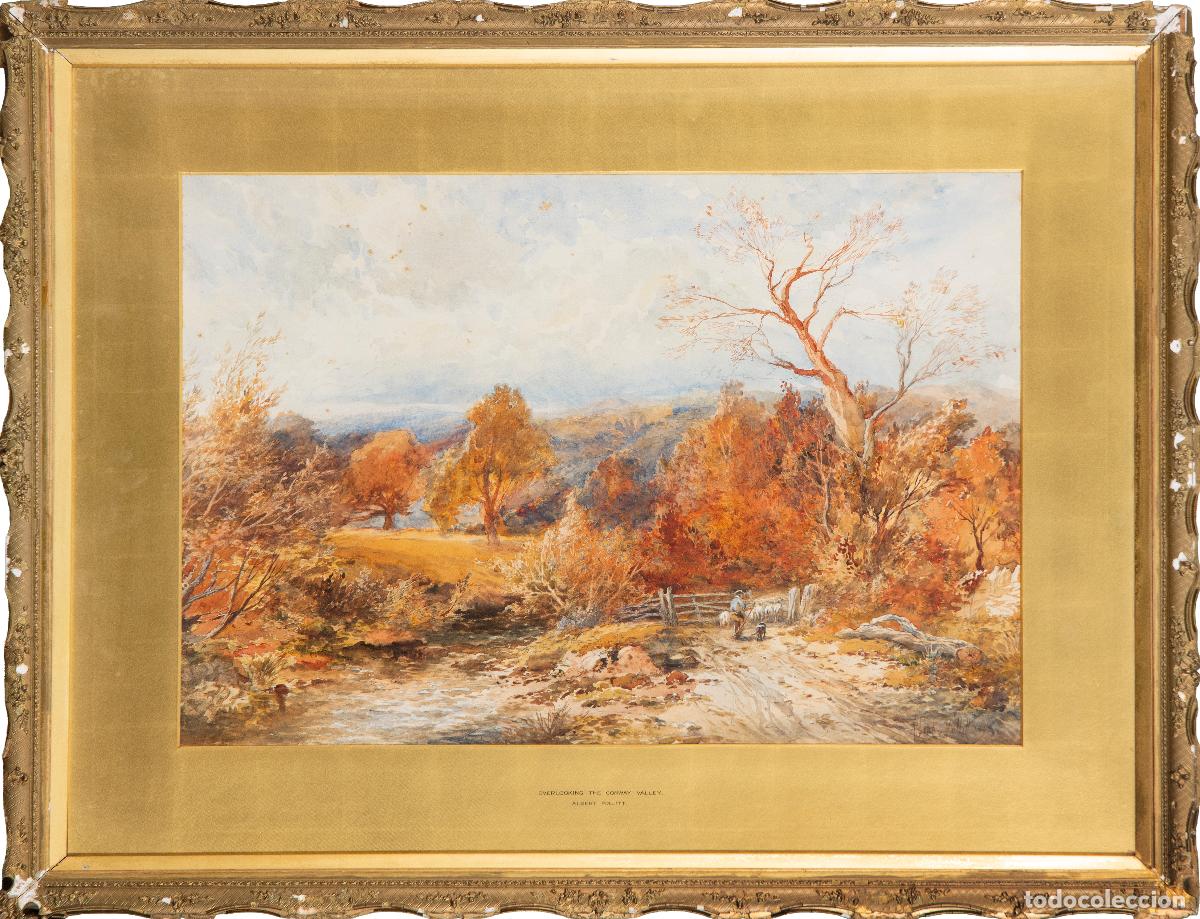 Arte: Vistas del Valle de Conway paisaje ingl&eacute;s acuarela sobre papel Albert Pollit firmado y fechado 1905