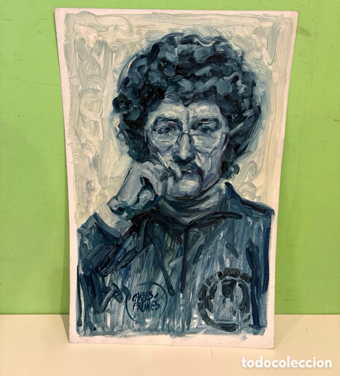 Arte: Carles Prun&eacute;s (1937-2017) &ndash; Retrato masculino, &oacute;leo sobre papel firmado