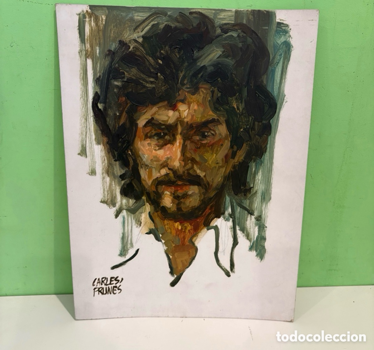 Arte: Carles Prun&eacute;s (1937-2017) &ndash; Retrato masculino, &oacute;leo sobre papel firmado