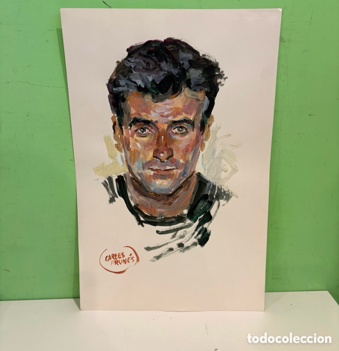 Arte: Carles Prun&eacute;s (1937-2017) &ndash; Retrato masculino, &oacute;leo sobre papel firmado