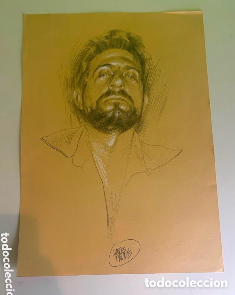 Arte: Carles Prun&eacute;s (1937-2017) &ndash; Retrato masculino, dibujo original sobre papel firmado