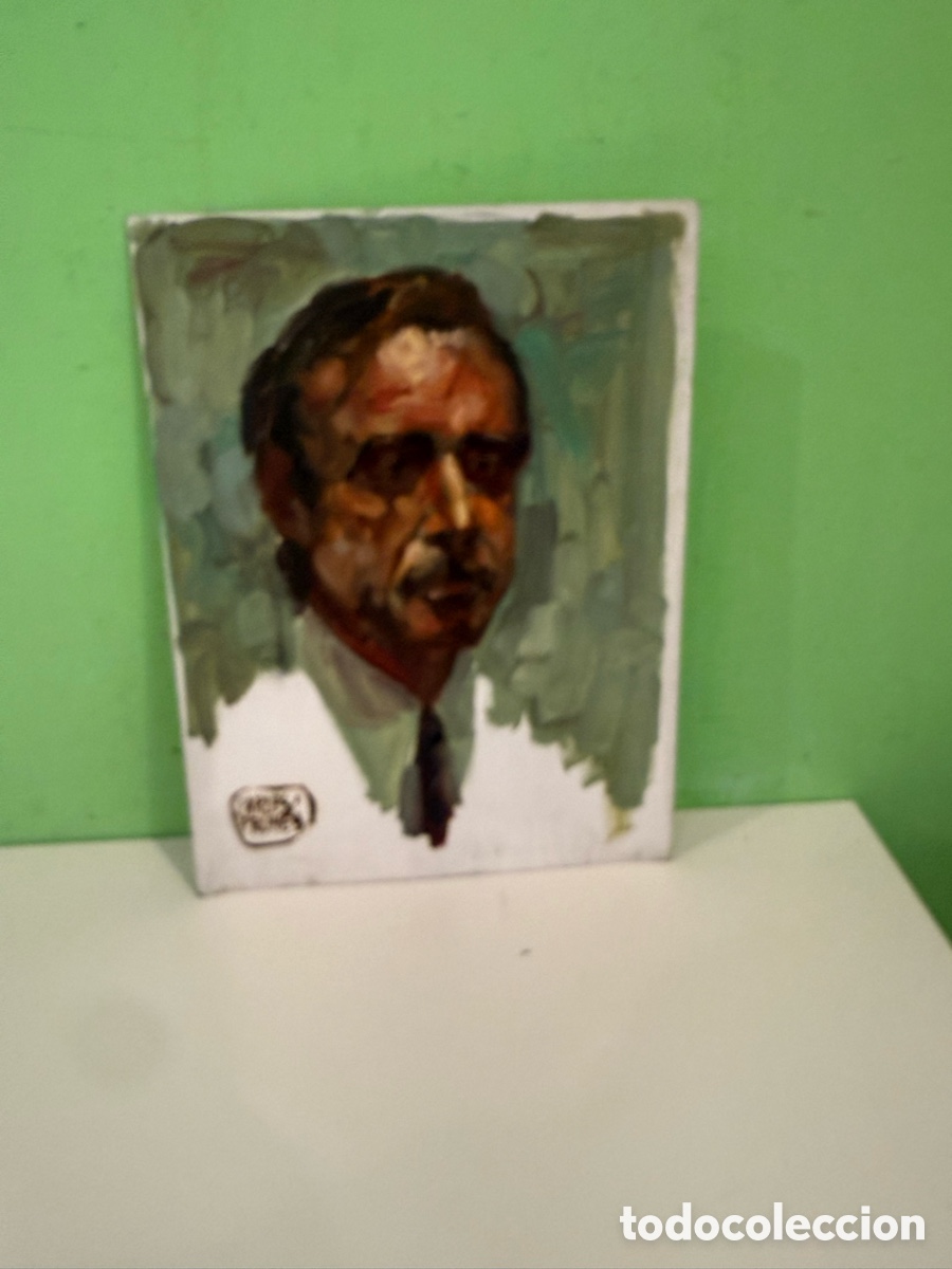 Arte: Carles Prun&eacute;s (1937-2017) &ndash; &Oacute;leo sobre papel. Retrato masculino. 30 &times; 40 cm