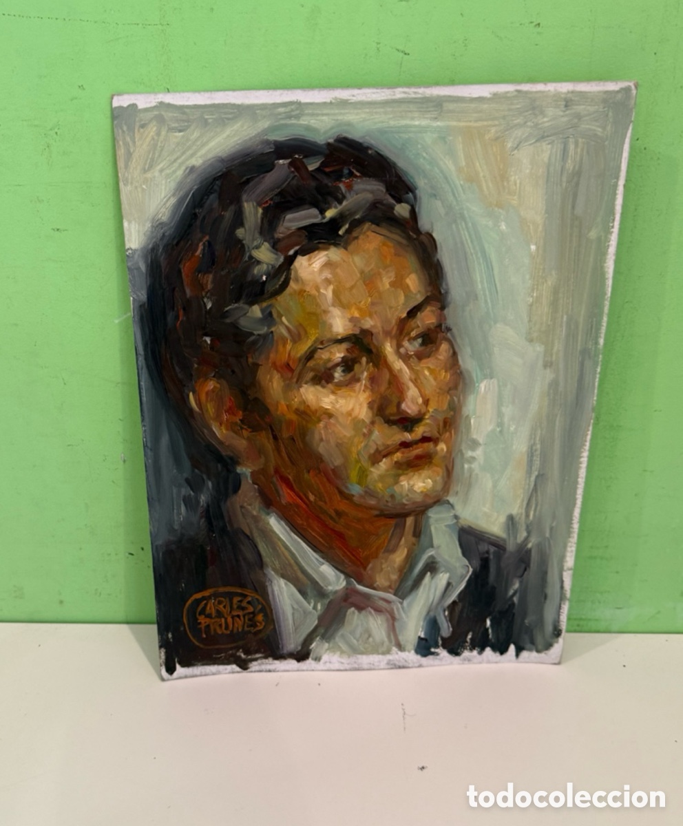 Arte: Carles Prun&eacute;s (1937-2017) &ndash; &Oacute;leo sobre papel. Retrato masculino. 40 &times; 30 cm