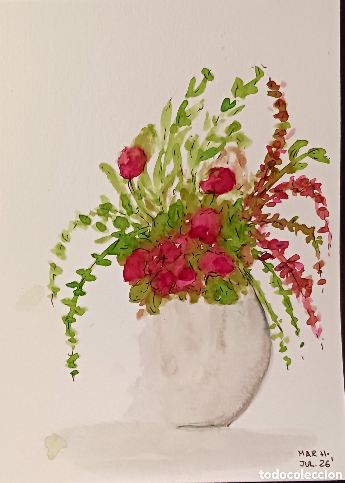 Arte: Acuarela original.Serie macetas .21&times;15
