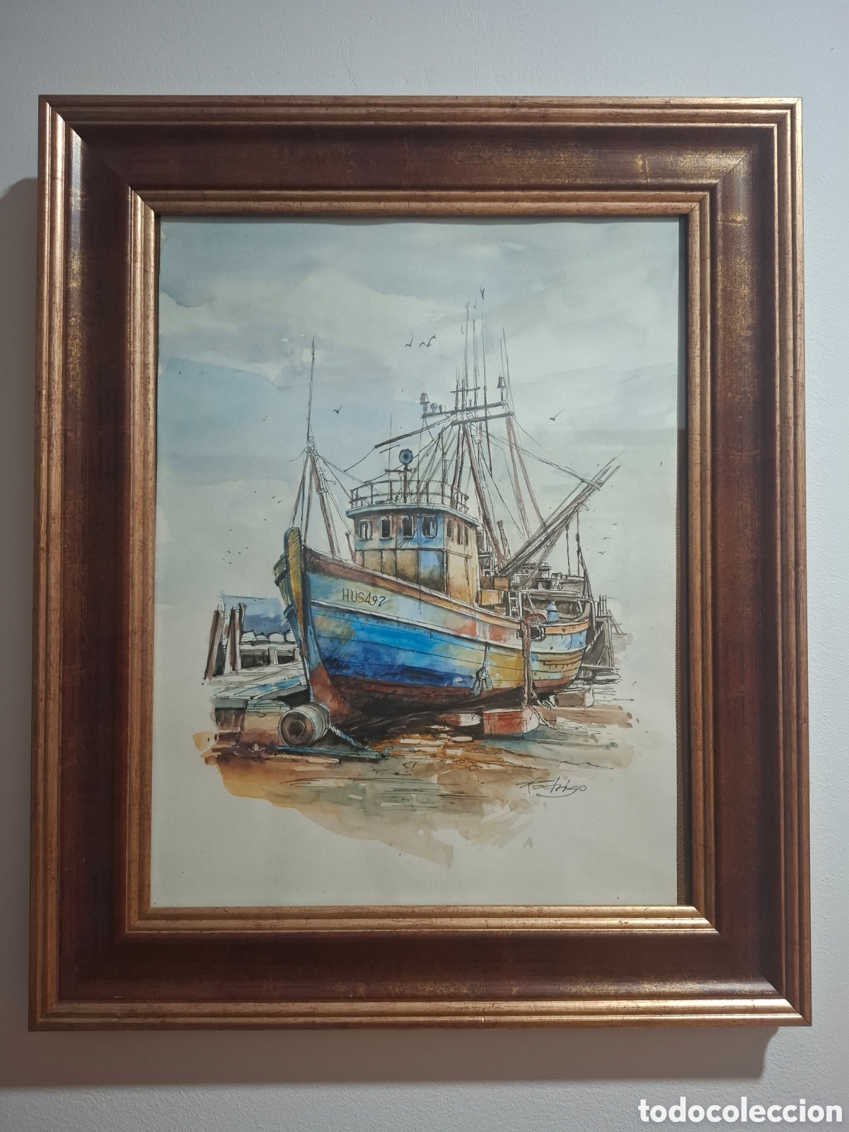 Arte: Acuarela marina Rodrigo baez 51x42
