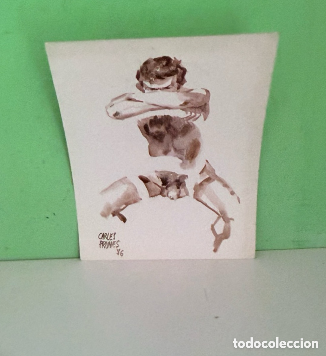 Art: Carles Prun&eacute;s (1937-2017) &ndash; Estudio de desnudo masculino firmado (34 x 24 cm)
