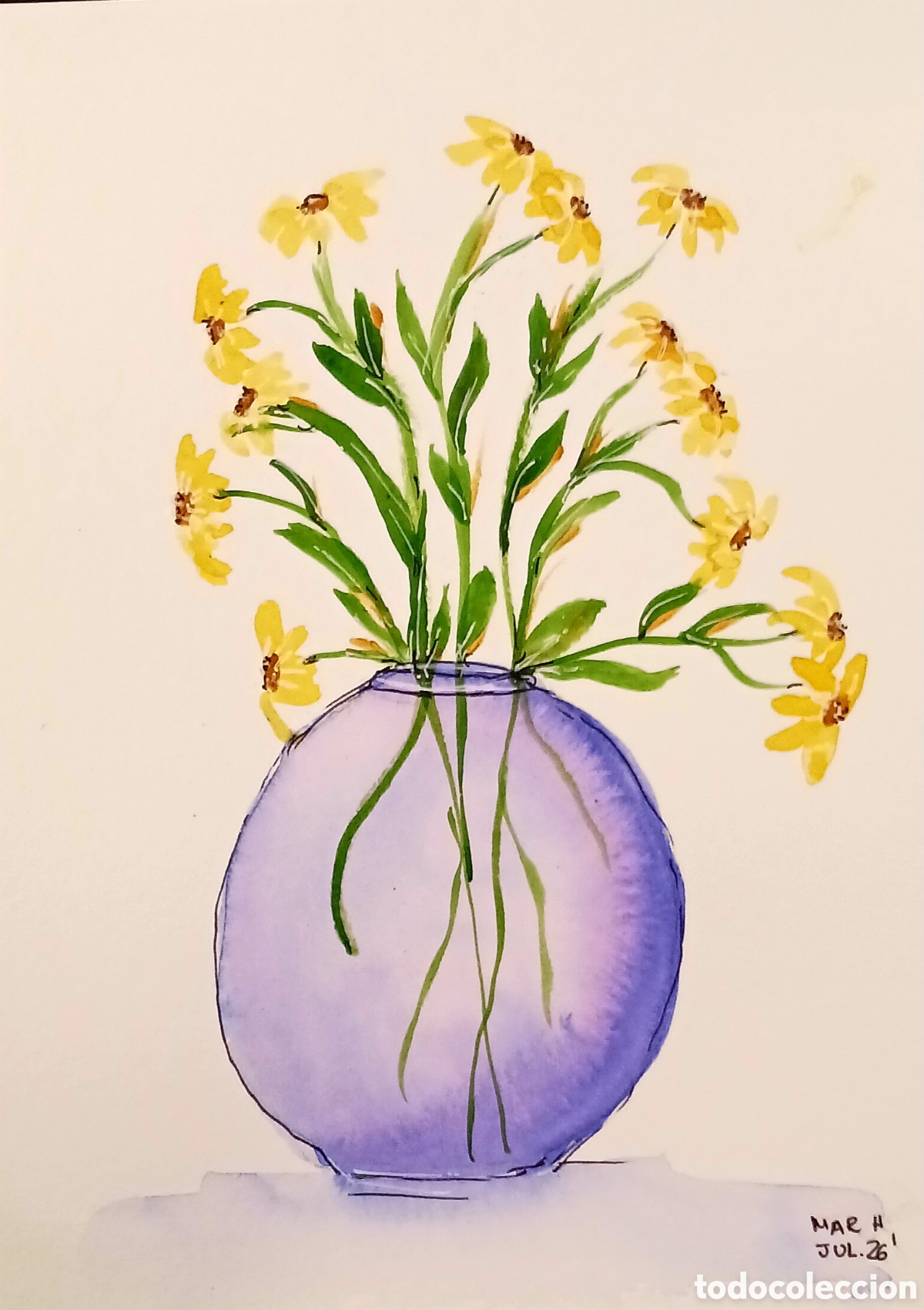 Arte: Acuarela original. Serie jarrones. 21x15