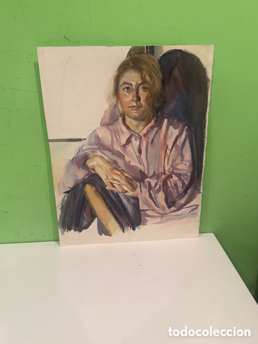 Arte: Carles Prun&eacute;s (1937-2017) &ndash; &Oacute;leo sobre papel, retrato femenino &ndash; 50 &times; 42 cm