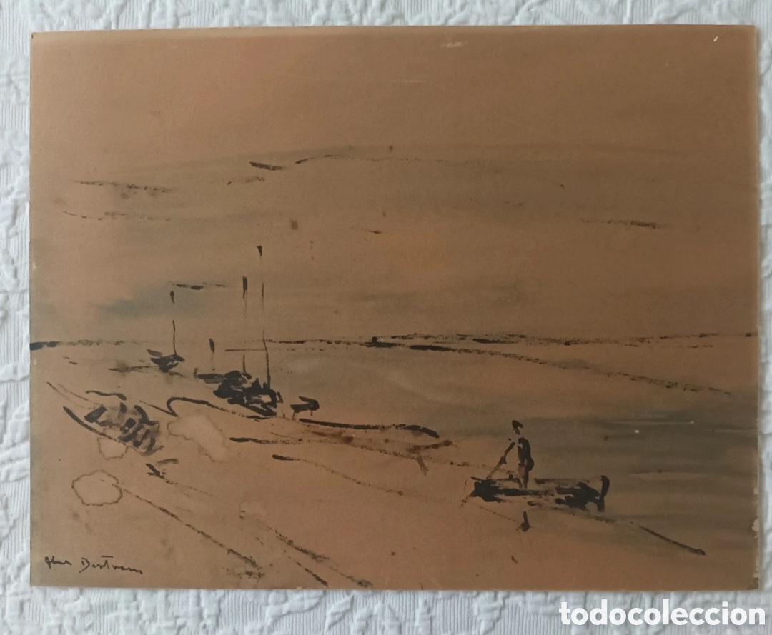 Arte: Acuarela antigua 30x24cm original