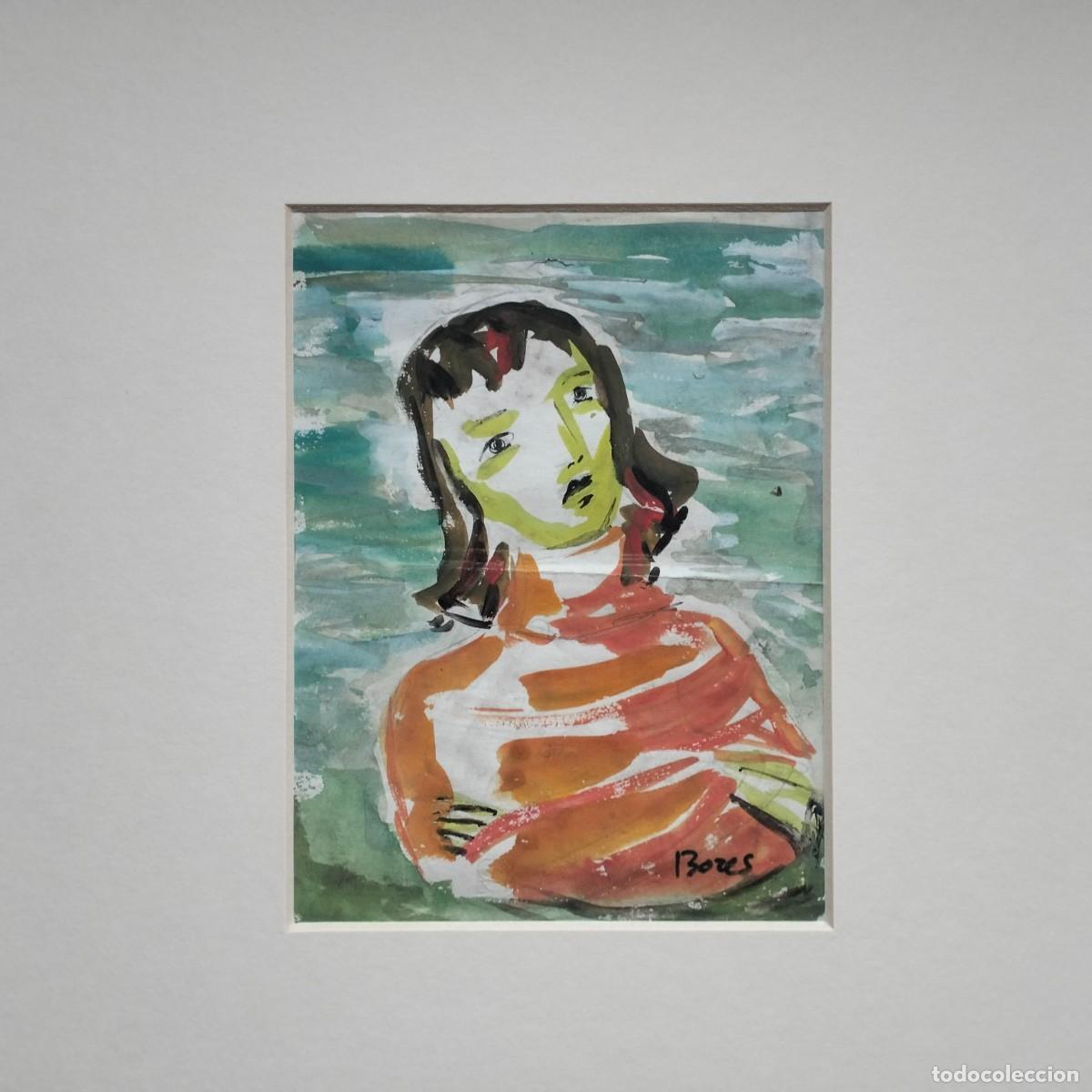 Arte: BORES. TECNICA MIXTA, EPOCA PARIS. PINTURA MUJER SOBRE PAPEL( por las dos caras)+ CAT&Aacute;LOGO.