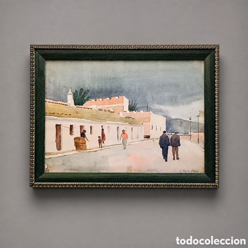 Arte: ROBERT TAYLOR GARSON . 1919-2008 IRLANDA. ACUARELA SOBRE PAPEL . OBRA 37&times;26 CM. MARCO 44&times;33 CM