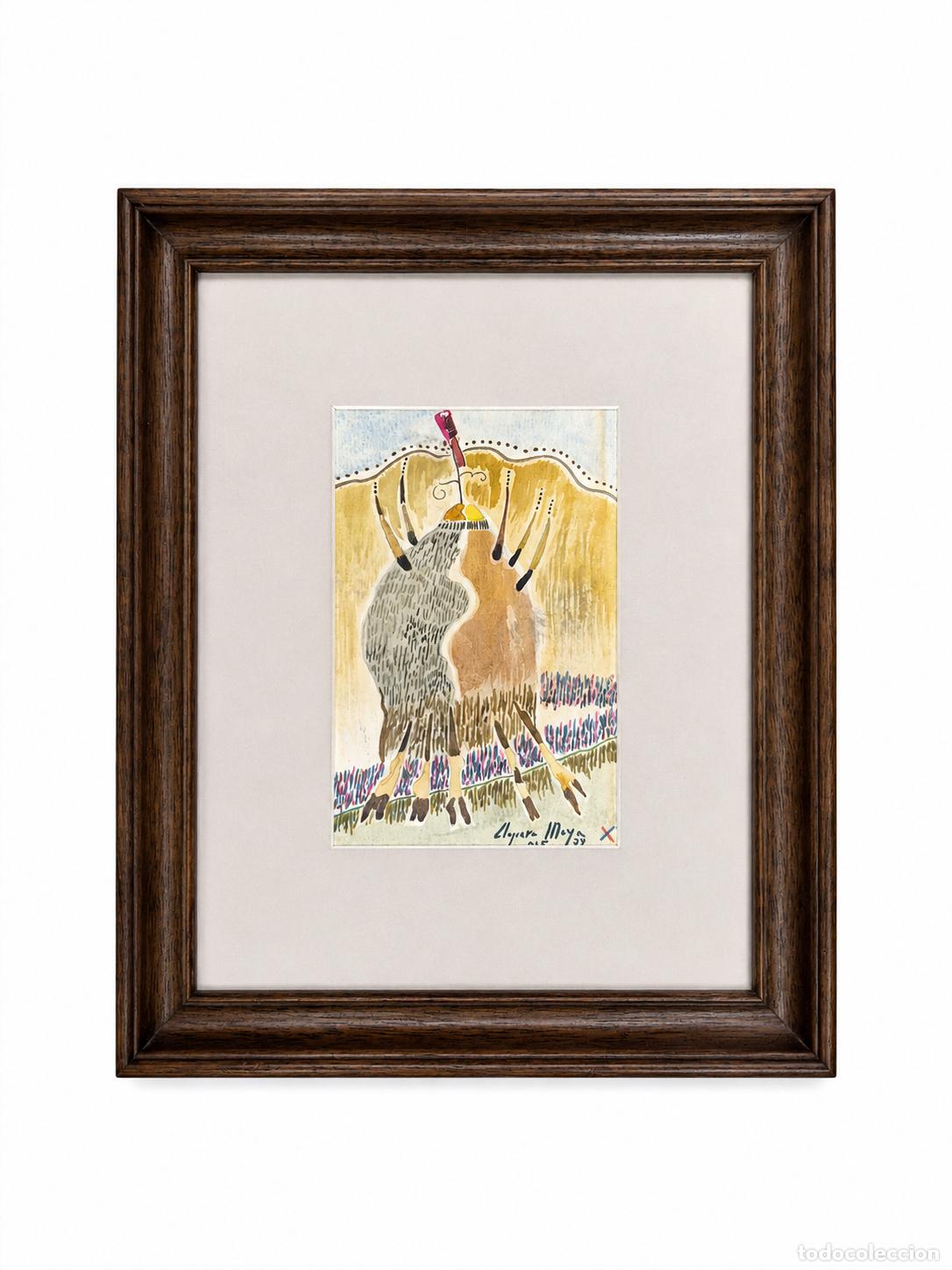 Arte: Joan Clapera May&agrave; (Olot, 1929&ndash;2018) - Acuarela - Pajar - Olot, 78