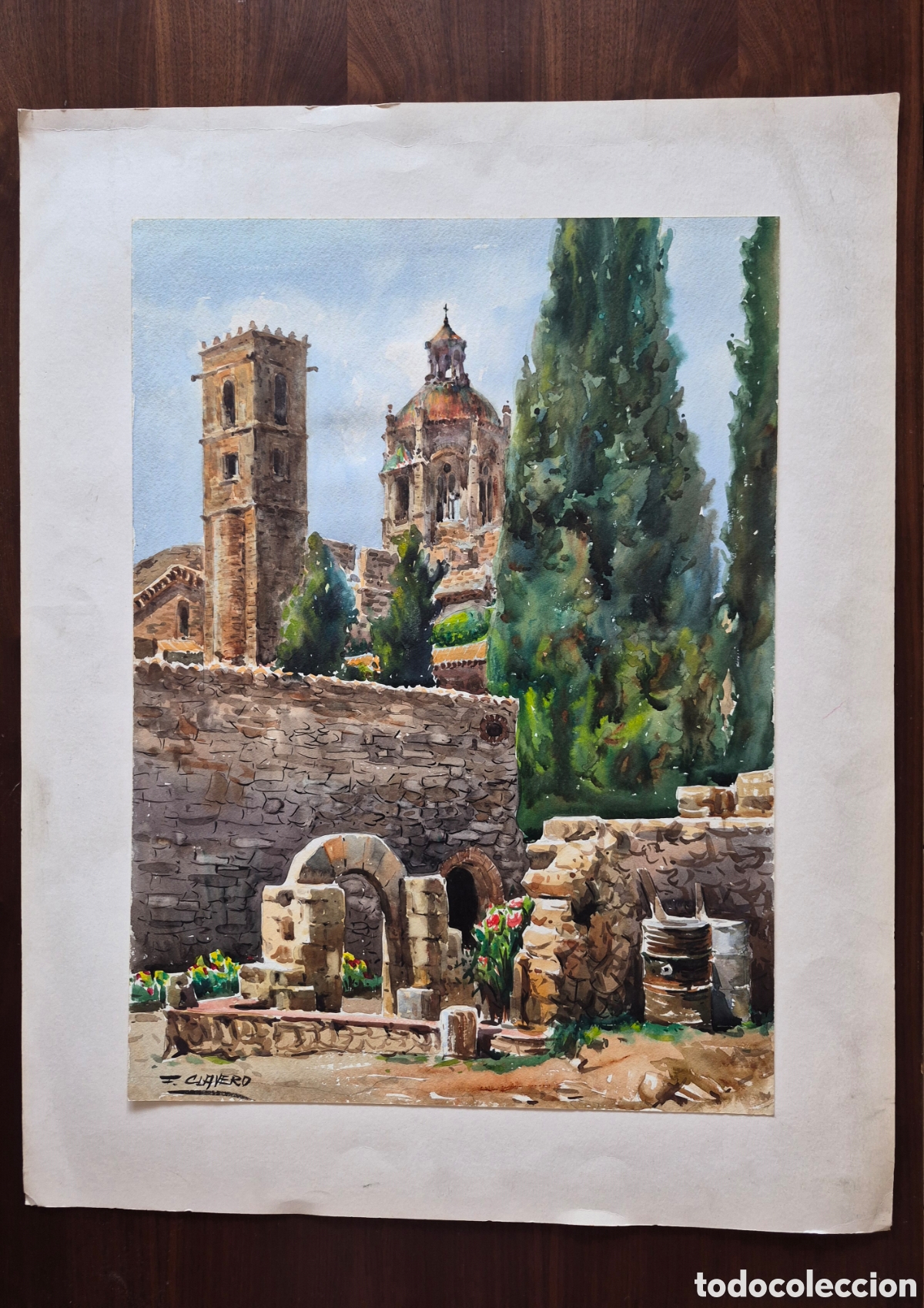 Art: FRANCISCO CLAVERO MEDINA (V&Eacute;LEZ, M&Agrave;LAGA, 1927) GRAN ACUARELA. PAISAJE.
