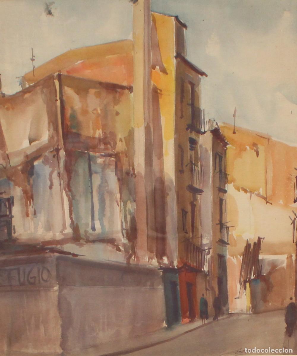 Arte: JOSE COZAR VIEDMA (Baeza, 1944) ACUARELA SOBRE PAPEL. CALLE DE PUEBLO
