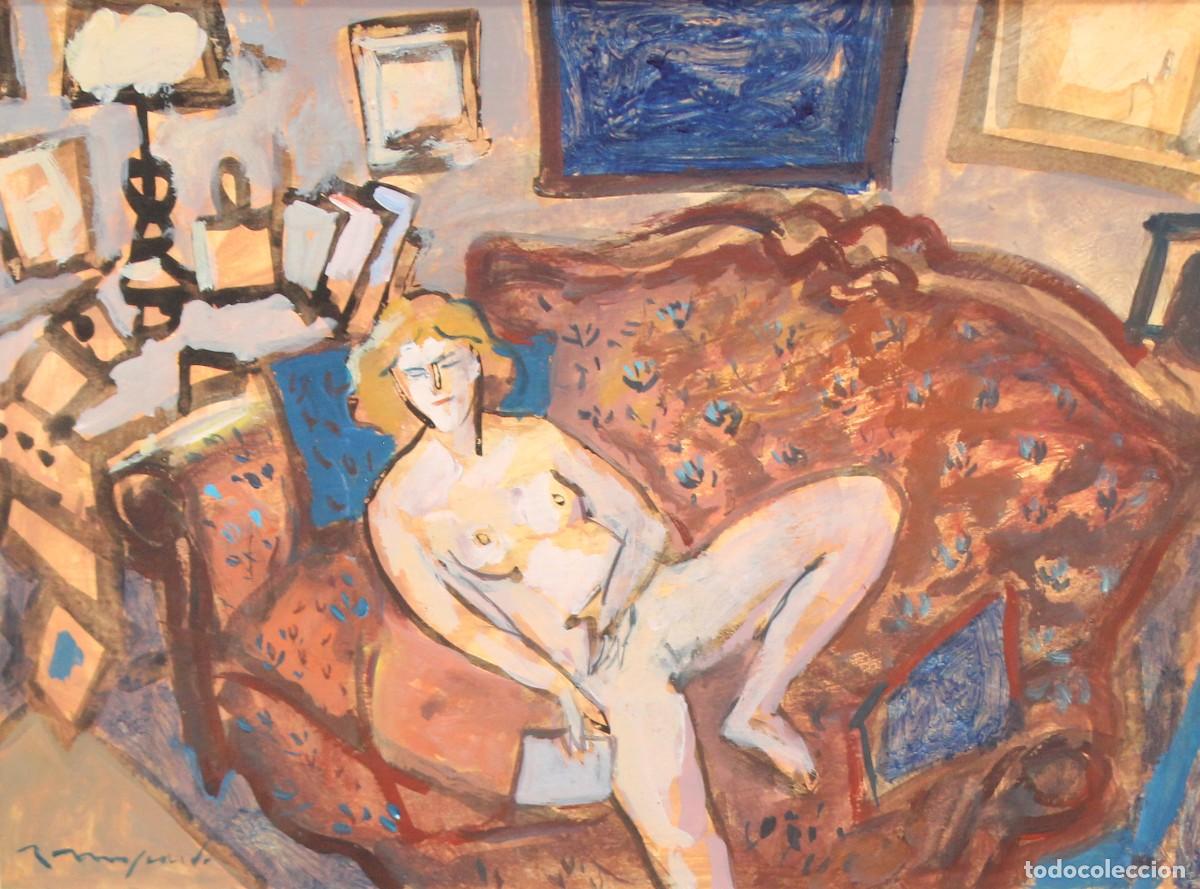 Arte: RAM&Oacute;N MOSCARD&Oacute; (BARCELONA, 1953) TECNICA MIXTA SOBRE PAPEL. ESCENA EROTICA