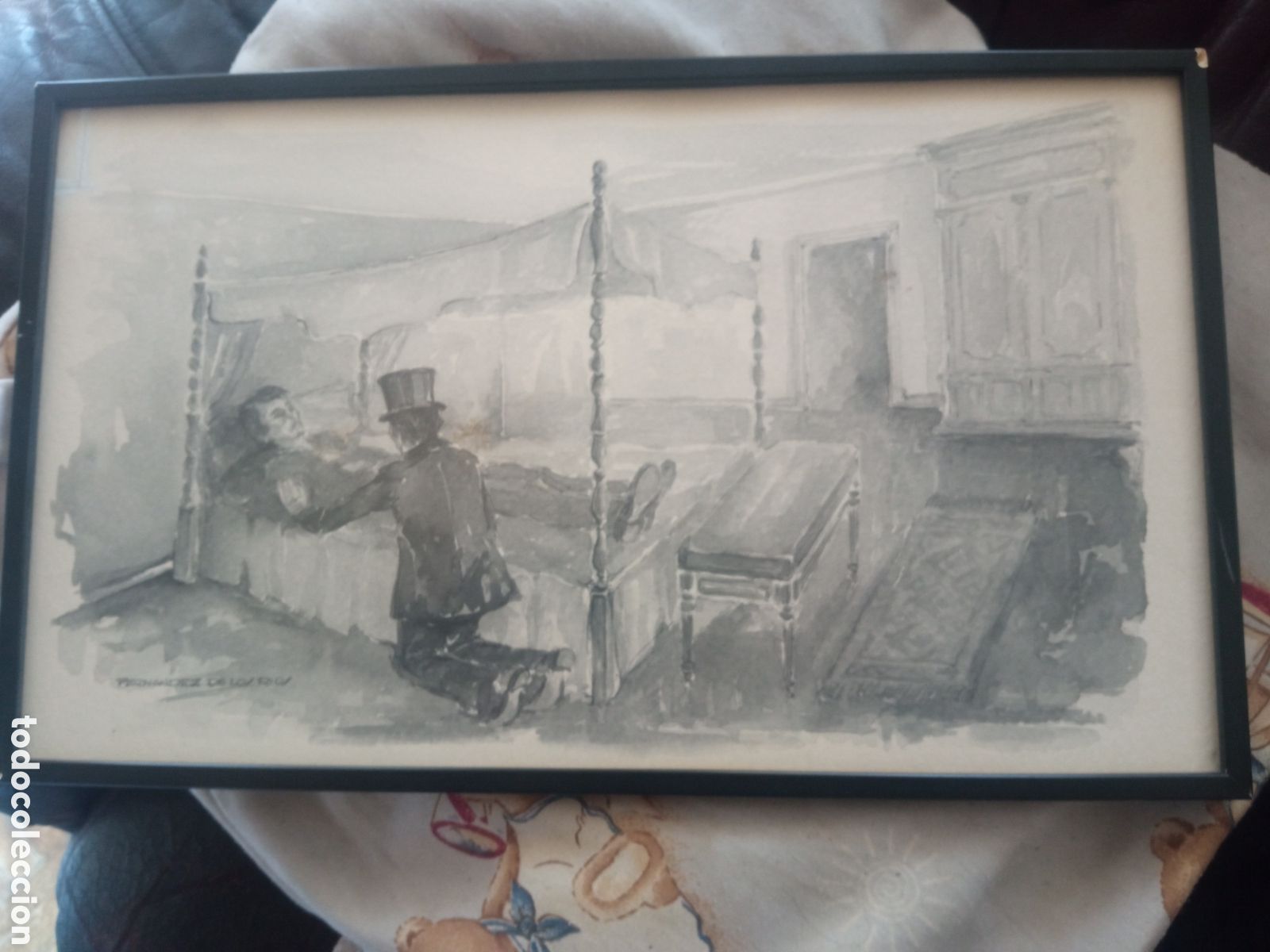 Arte: Antigua acuarela firmada por Fern&aacute;ndez de los R&iacute;os, mide 38,5x23,3cm