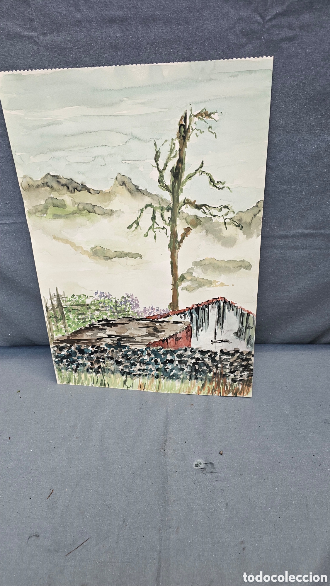 Arte: Antigua acuarela firmada