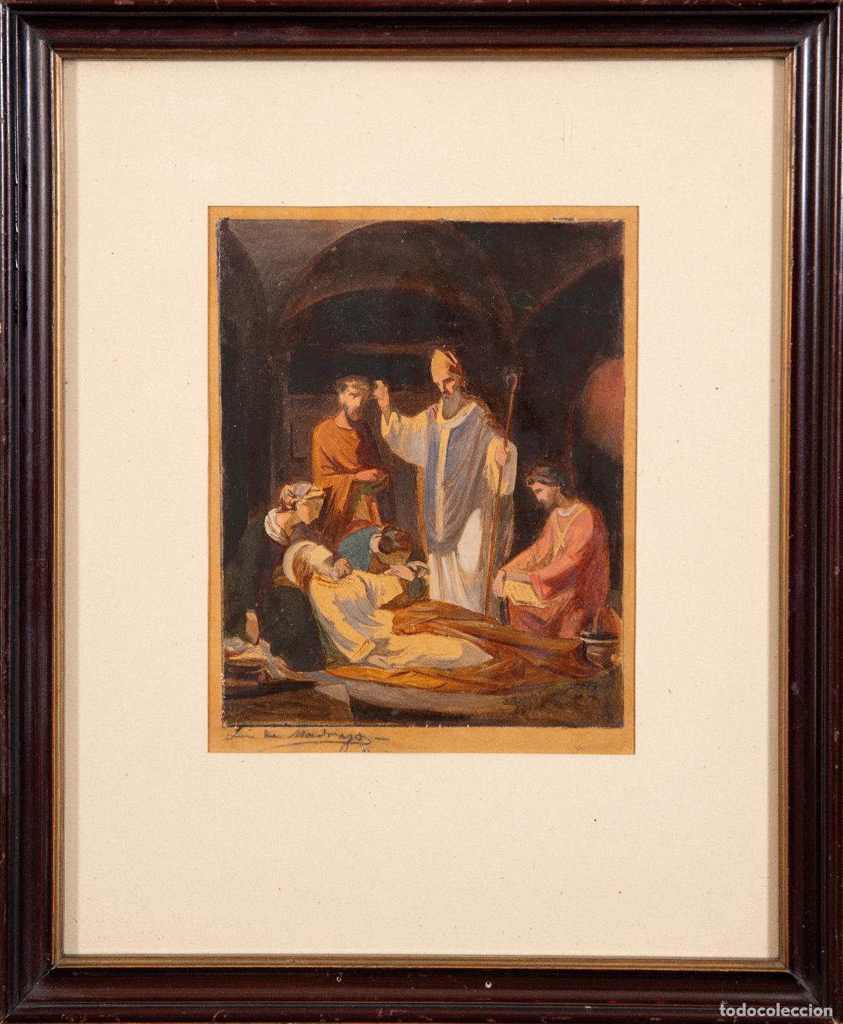 Arte: Entierro de Santa Cecilia en las catacumbas de Romo boceto de Luis de Madrazo y Kuntz siglo XIX