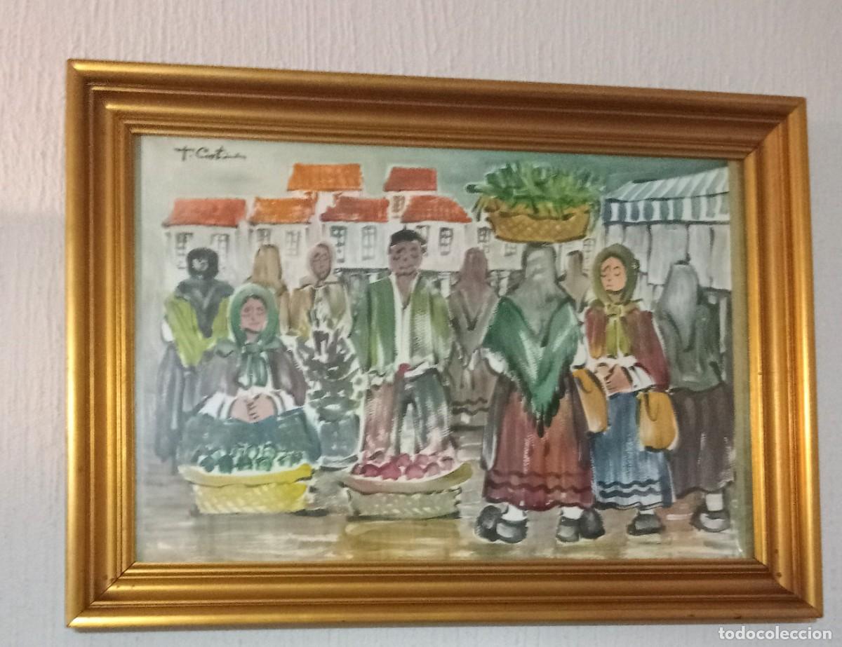 Arte: CUADRO, ACUARELA MOTIVO FERIA DEL PINTOR TOMAS CASTI&Ntilde;EIRA