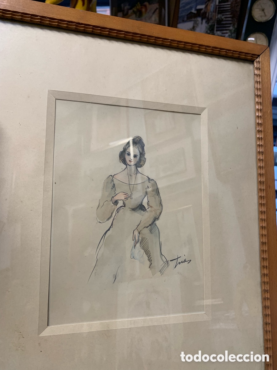 Arte: Fidel Trias Pag&eacute;s 1918-1971, a&ntilde;os 50, 15x20 obra y 32x39,5 con marco
