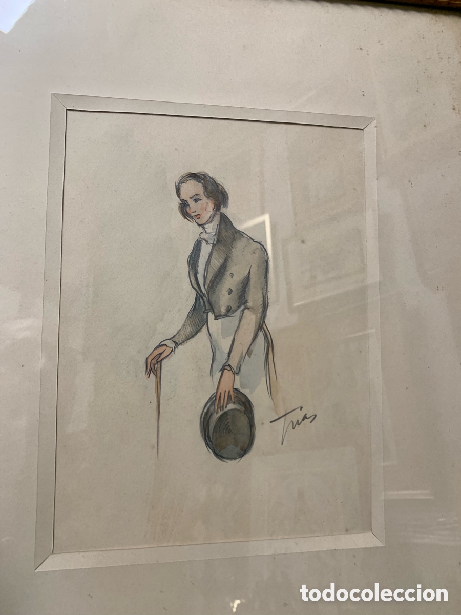 Arte: Fidel Trias Pag&eacute;s 1918-1971, a&ntilde;os 50, 15x20 obra y 32x39,5 con marco