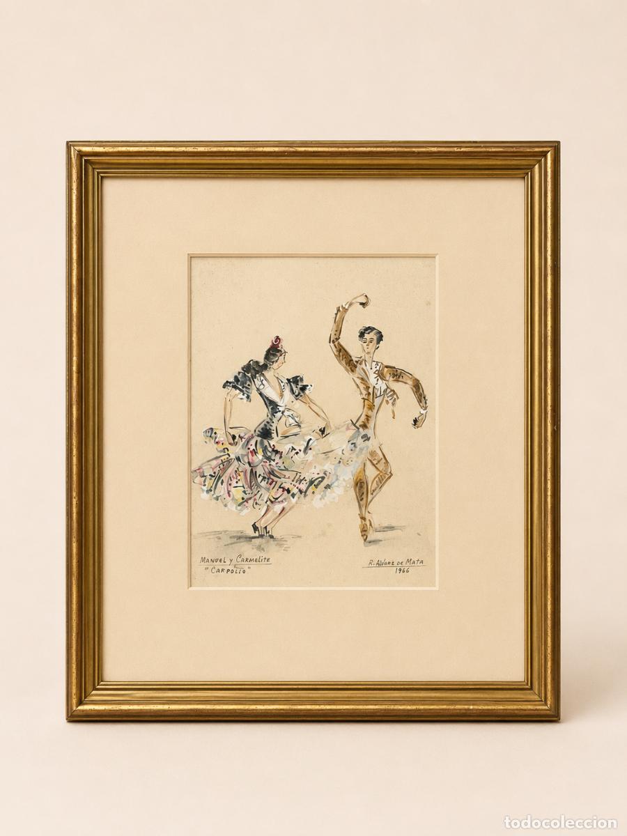 Arte: Ram&oacute;n Aulina de Mata &ndash; &ldquo;Minerva y Capdevilla, Garrot&iacute;n&rdquo; &ndash; Acuarela original firmada, 1965