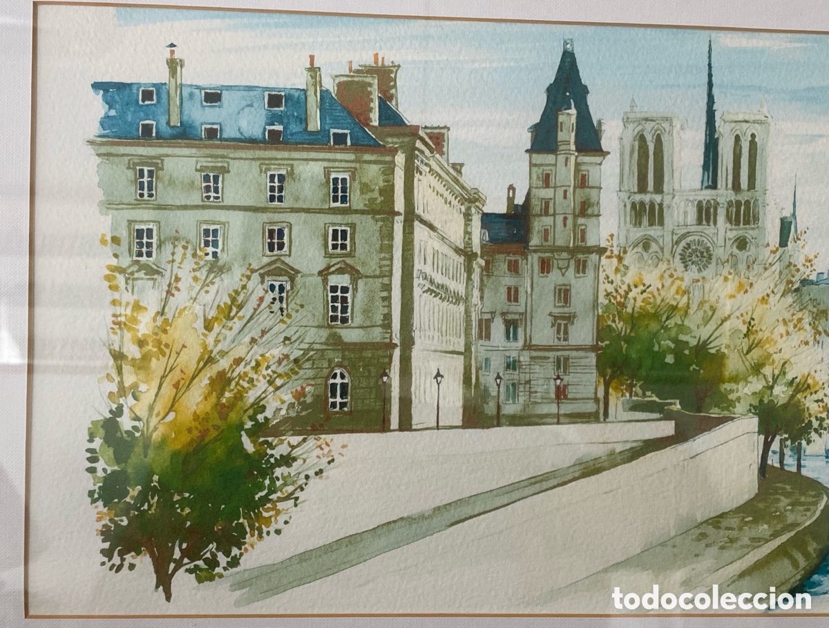 Arte: Acuarela Par&iacute;s Sena obra original