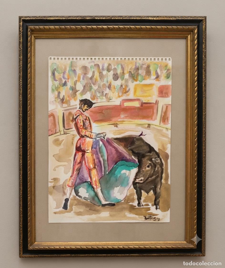 Arte: TORERO. ACUARELA SOBRE PAPEL ENMARCADA. FIRMADO