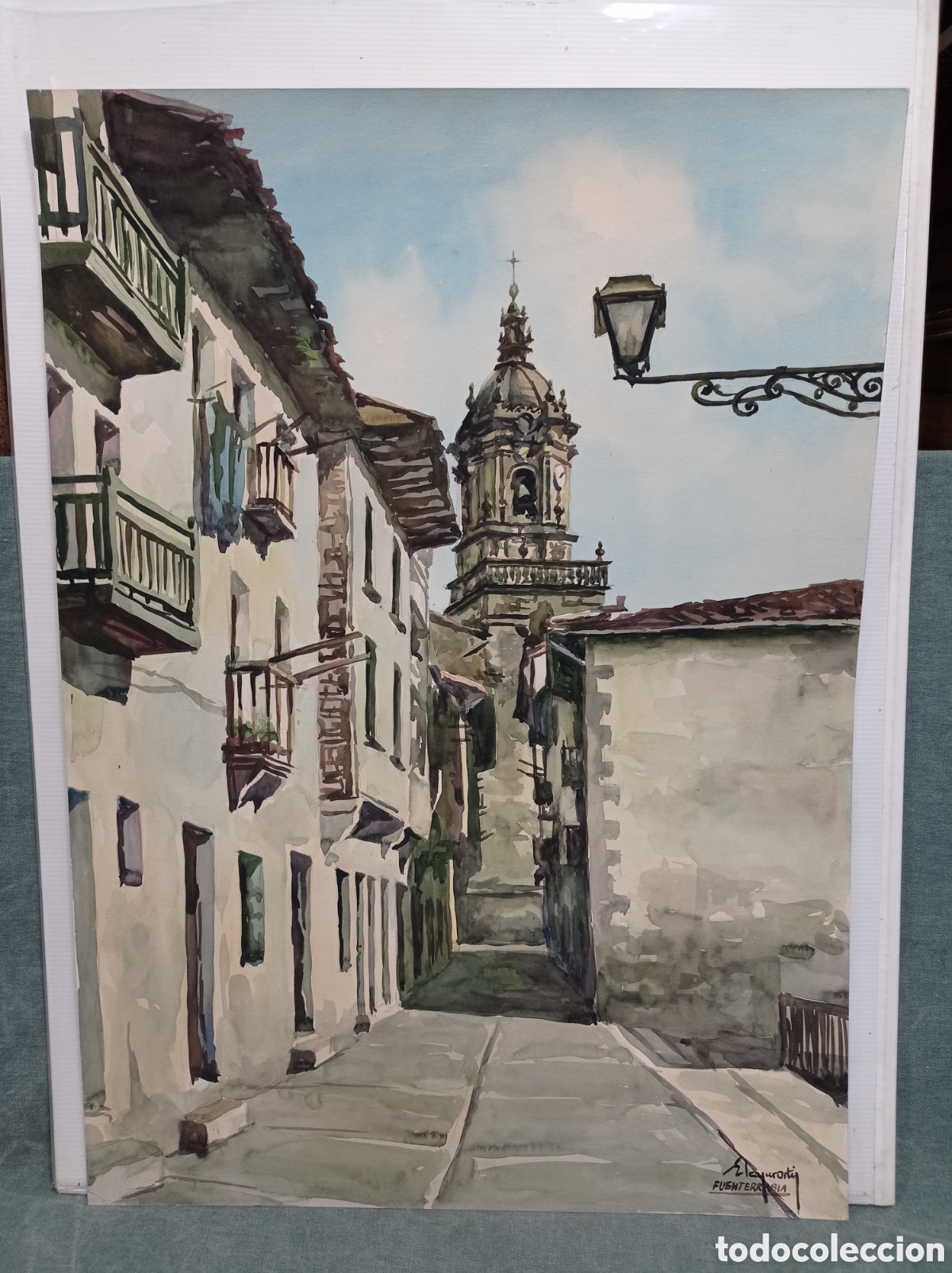 Arte: ACUARELA PAISAJE DE FUENTERRAB&Iacute;A (HONDARRIBIA) - GUIP&Uacute;ZCOA - ELEAZAR ORTIZ - VITORIA