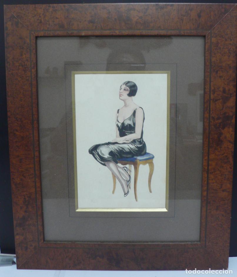 Arte: DIBUJO ACUARELA DE MUJER SENTADA