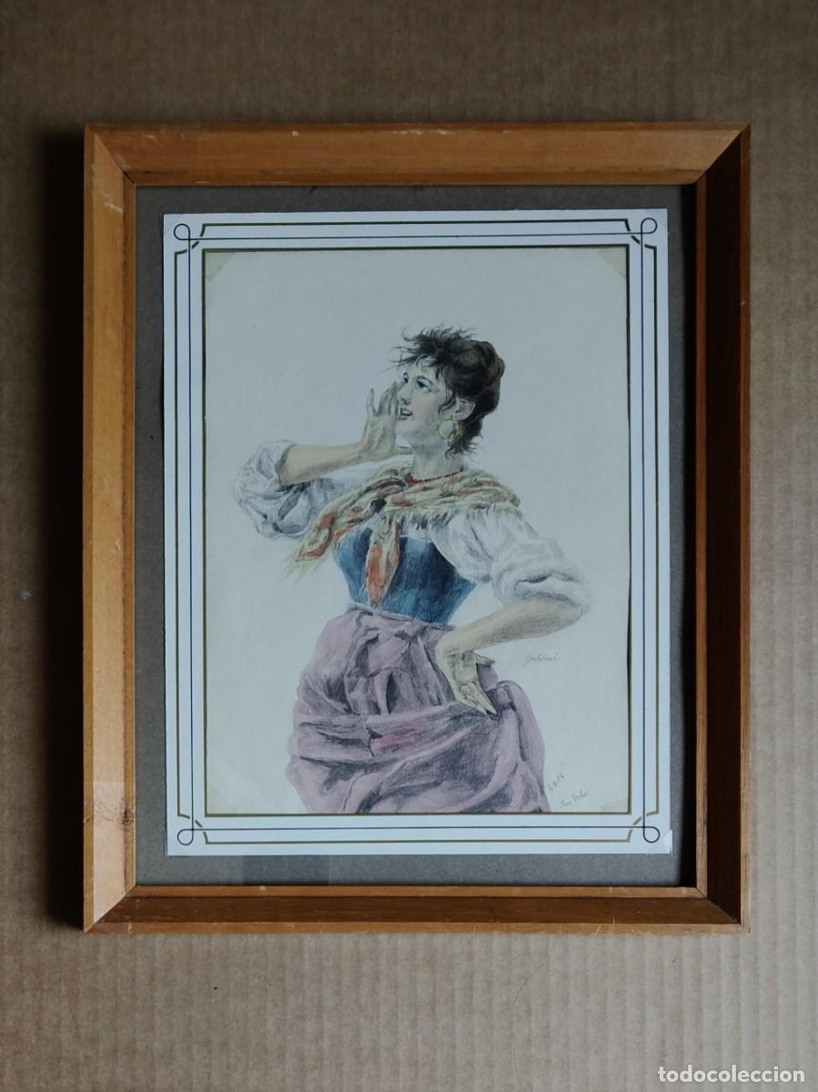 Arte: Pietro Gabrini, dibujo y acuarela, firmado, 1906