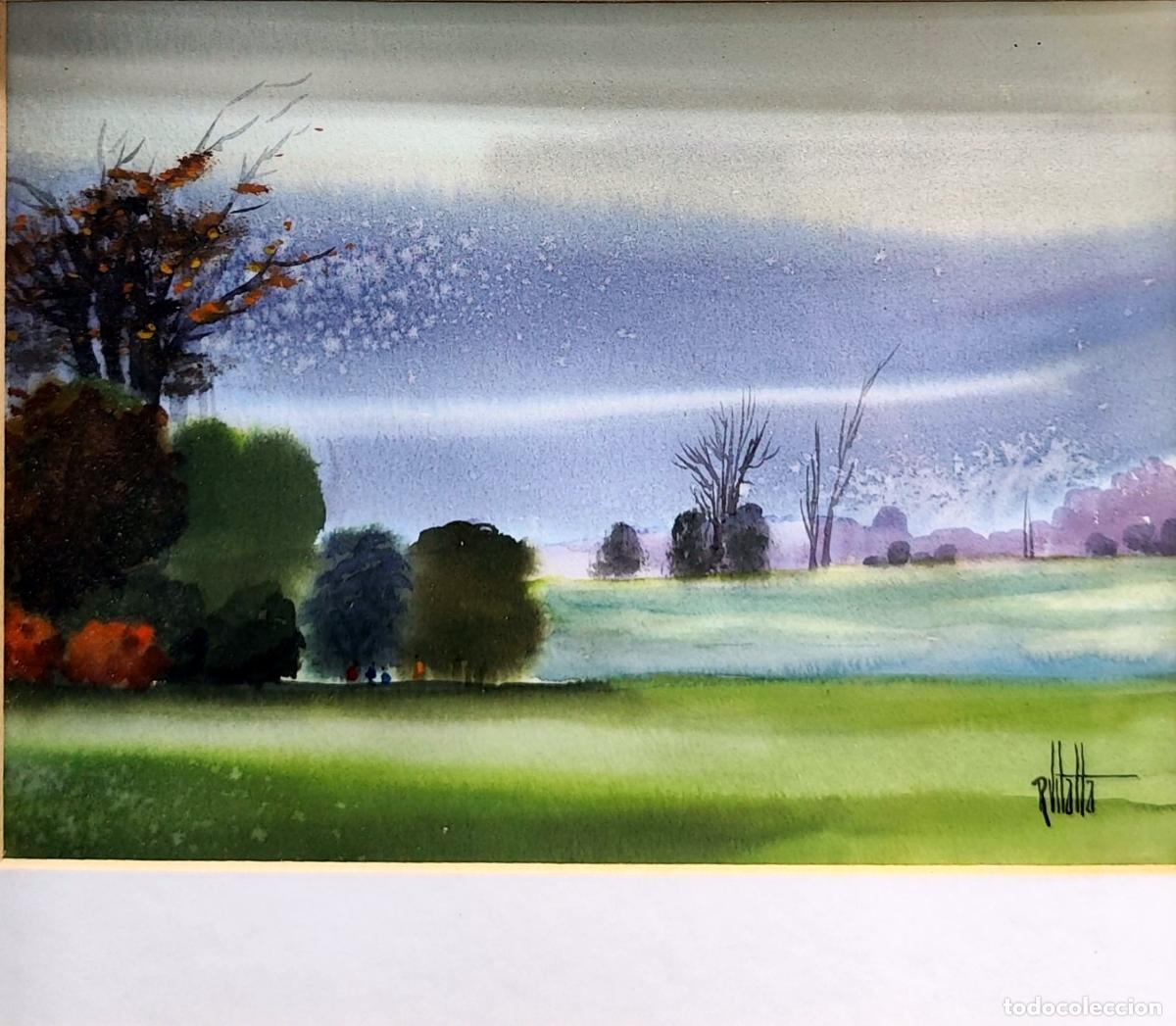 Arte: Acuarela paisaje de Ram&oacute;n Vilalta, 47 x 41 cm