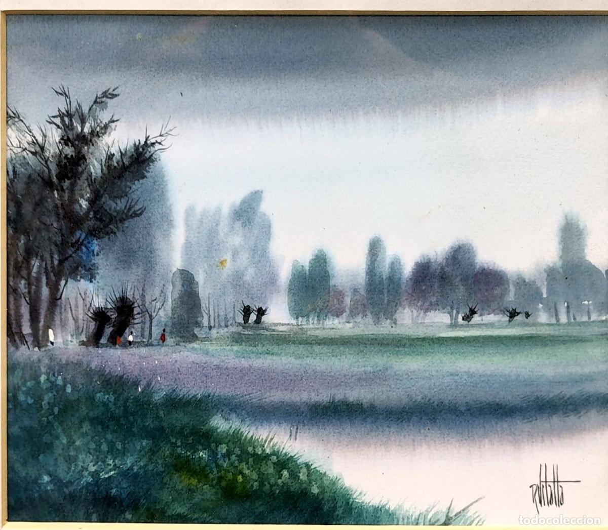 Arte: Acuarela de Ram&oacute;n Vilalta. Paisaje. Firmada. 47 x 41 cm