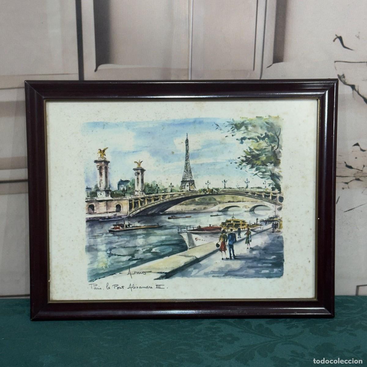 Arte: Acuarela titulada &laquo;Paris, le Pont Alexandre III&raquo; est&aacute; firmada por el artista Arno