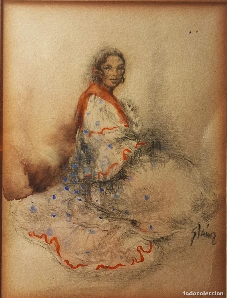 Arte: GUMERSINDO S&Aacute;ENZ DE MORALES (MADRID,1900-BARCELONA,1976) &rdquo;Gitana&rdquo; CARBONCILLO Y GOUACHE (16 x 12.5)