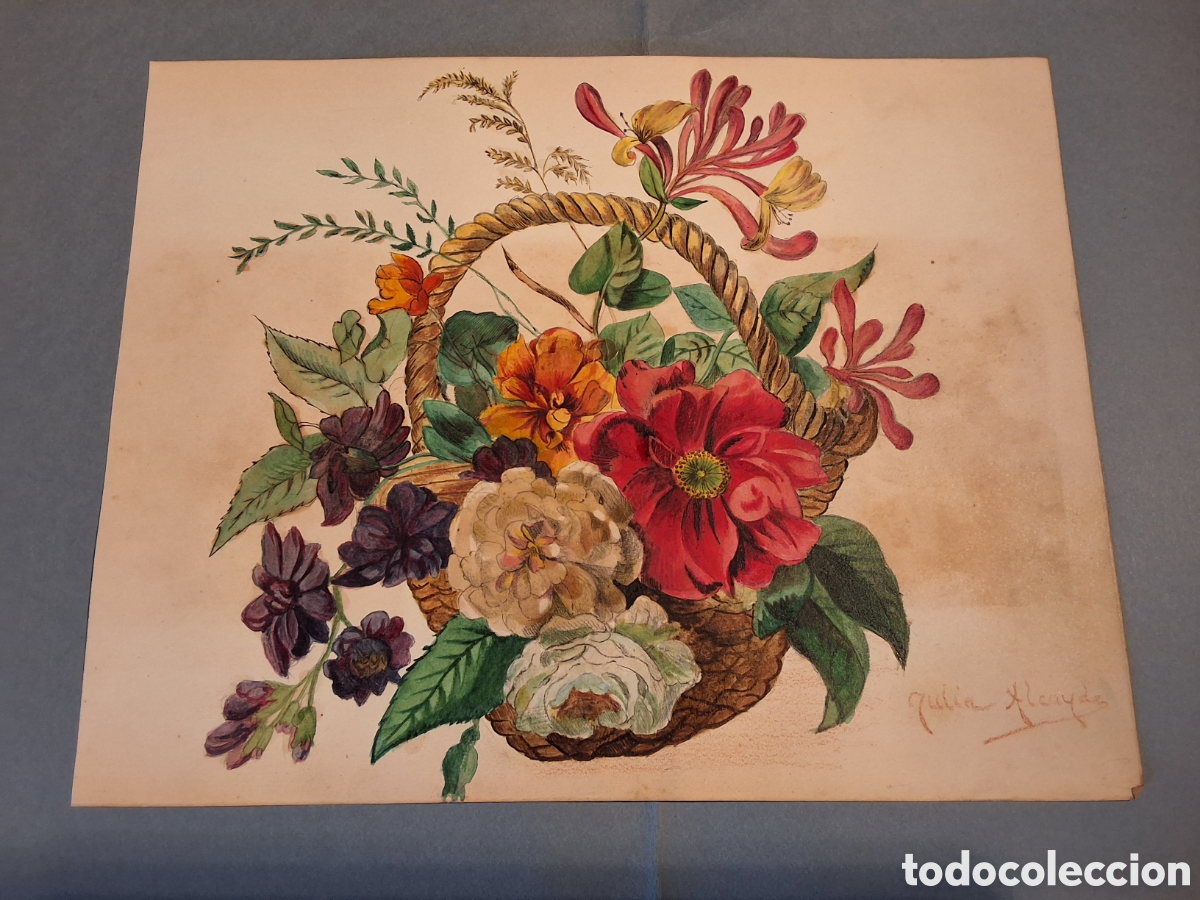 Arte: Julia Alcayde. Cesta con flores.