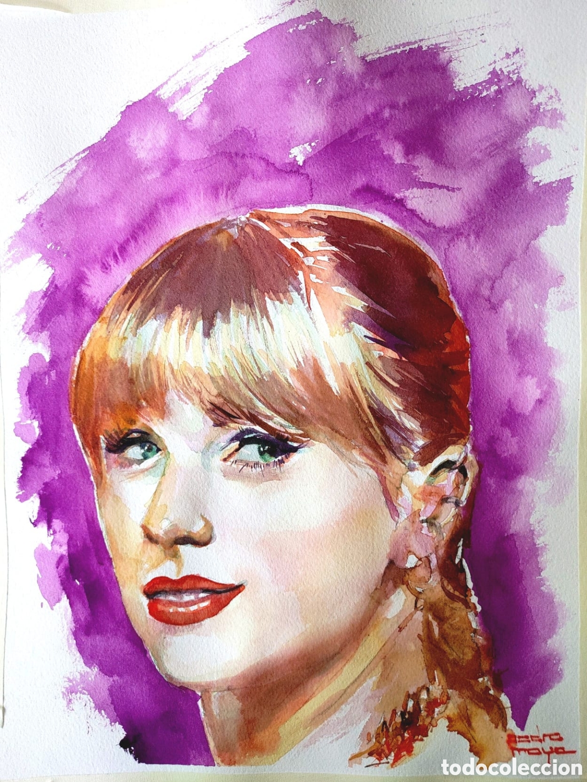 Arte: Retrato de Taylor Swift. Acuarela